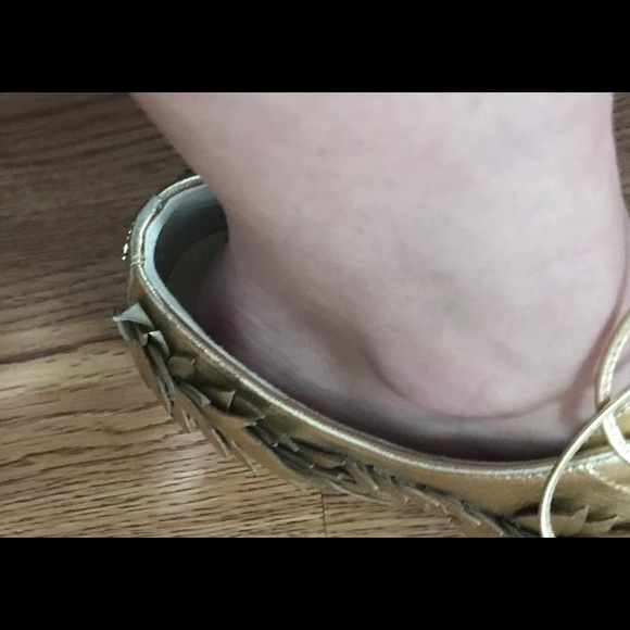 **SOLD**NWT CHANEL Gold Metallic Lace-up Oxfords - Picture 8 of 9